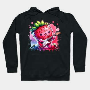 Cute Kawaii Strawberry Guitar Player Hoodie